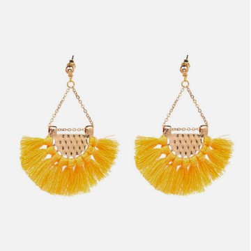 Yellow ethnic earrings