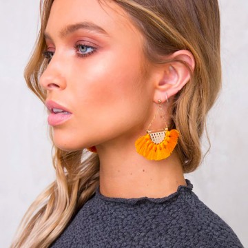 Yellow ethnic earrings