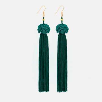 Emerald tassel earrings