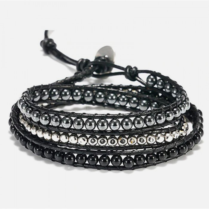 Bracelet wrap obsidienne hématite Bracelet wrap obsidienne hématite