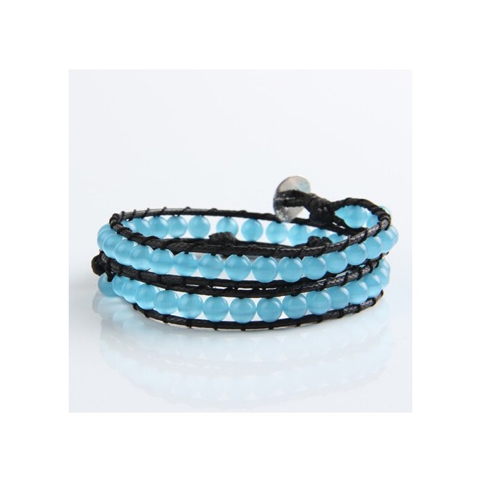 Blue cat's eye wrap bracelet