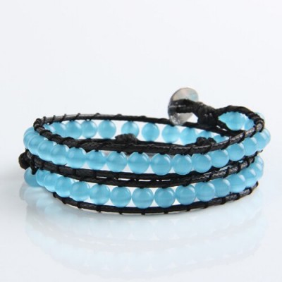 Blue cat's eye wrap bracelet