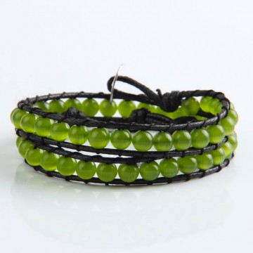Jade cat eye wrap bracelet