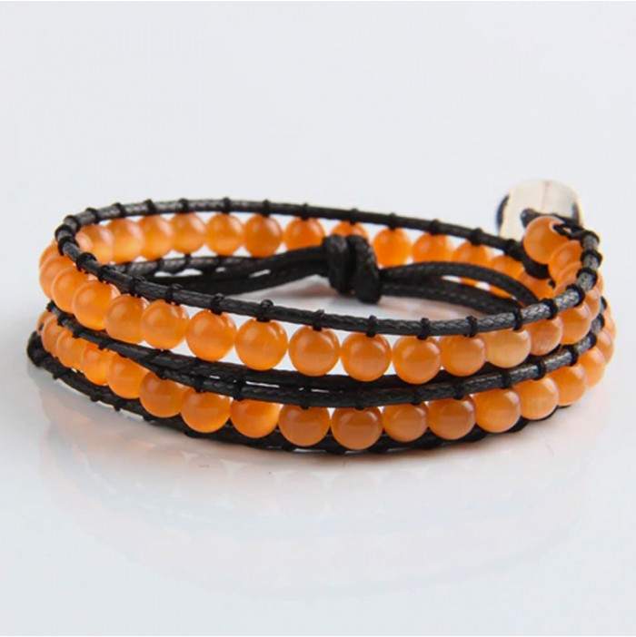 Orange cat's eye wrap bracelet