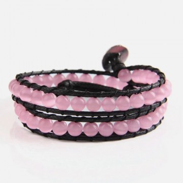 Pink cat's eye wrap bracelet