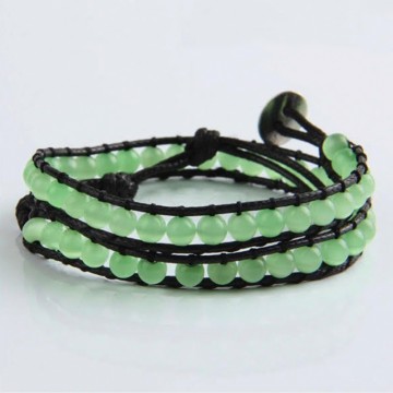 Green cat's eye wrap bracelet