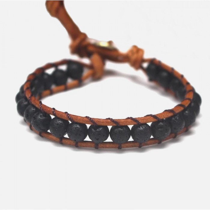 Lava stone wrap bracelet