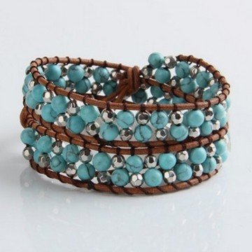 Turquoise silver wrap bracelet