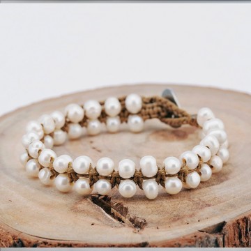 Bracelet wrap perles d'eau douce