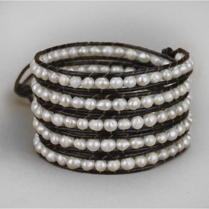 Bracelet wrap perles d'eau douce