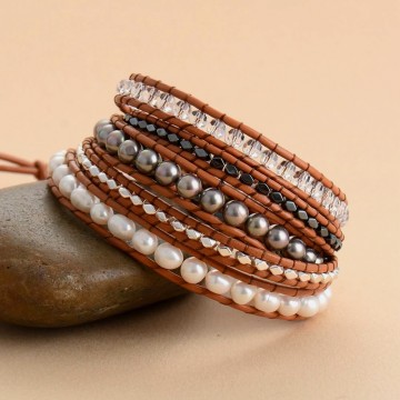 Multi pearl wrap bracelet