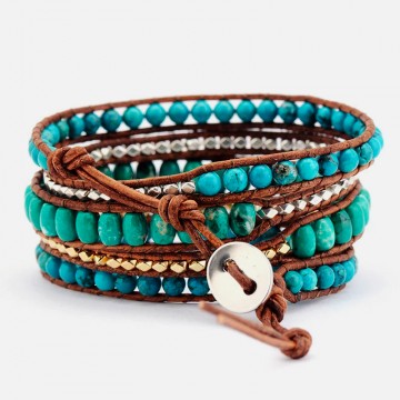 Gold and silver turquoise wrap bracelet