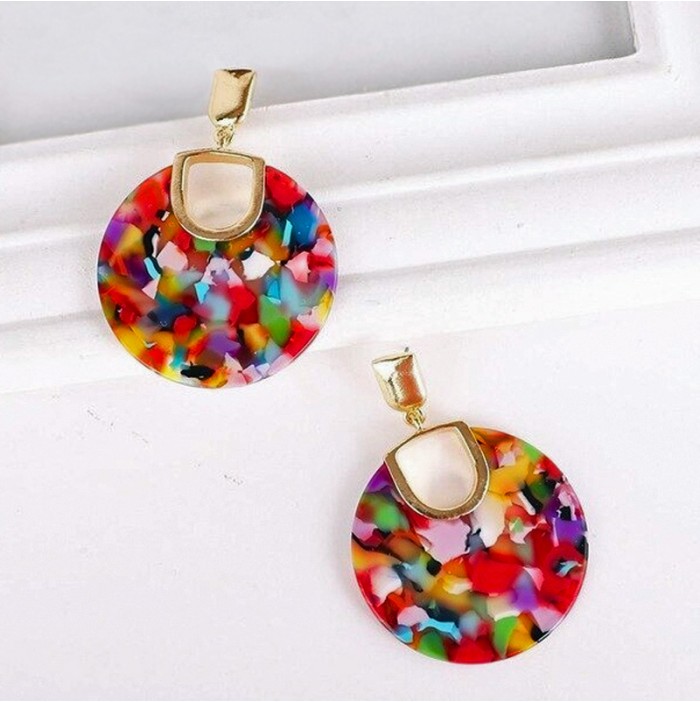 Multicolored disc earrings