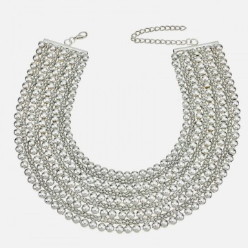 Silver plastron necklace
