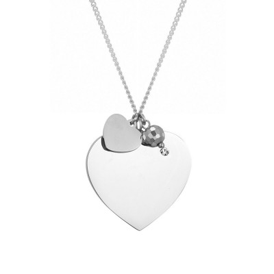 Long necklace with heart pendant and pearl