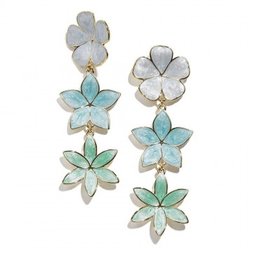 Blumenanhänger Ohrringe aus grünblauer Emaille