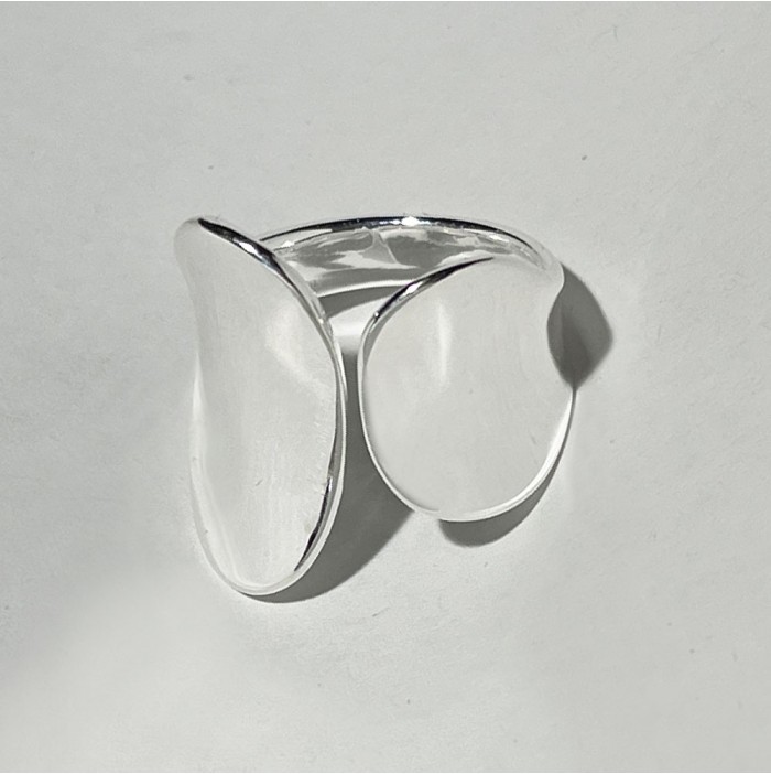 Asymmetrical silver ring