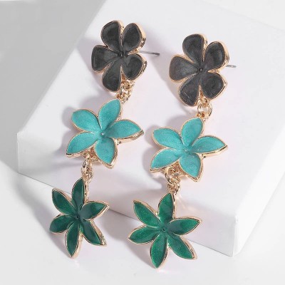 Emerald enamel flower pendants