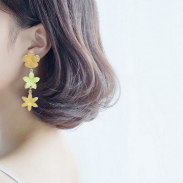 Yellow enamel flower pendants model