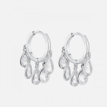 Silver hoops with cristal drops