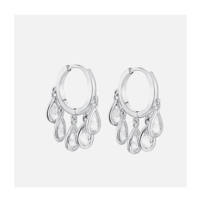 Silver hoops with cristal drops