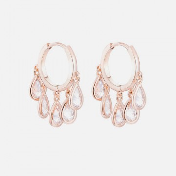 Rose gold hoops with cristal drops