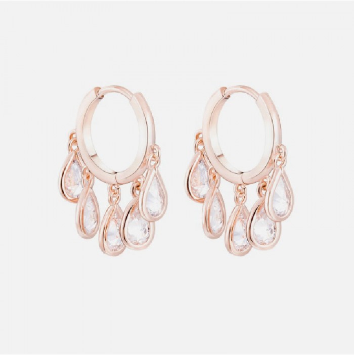 Rose gold hoops with cristal drops