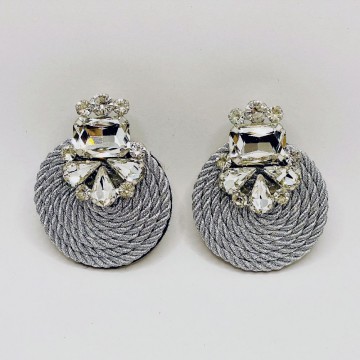 Rhinestone earrings on satin 1