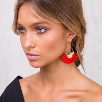 Red ethnic earrings