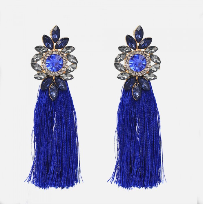 Royal blue tassel earrings