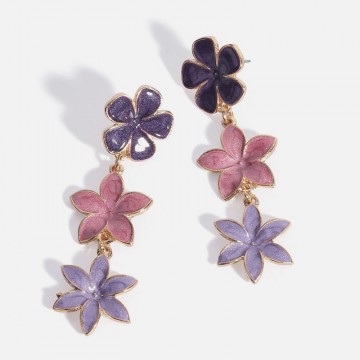 Purple enamel flower pendants