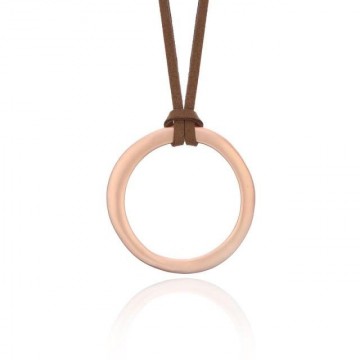 Long necklace with rose gold circle pendant