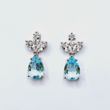 Boucles d'oreilles pendants zirconium bleu ciel