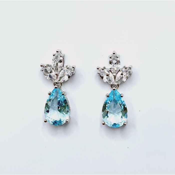 Sky blue zirconium drop earrings