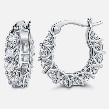 Orecchini A Cerchio Fiore Philip Jones – Placcato Argento Con Cristalli Swarovski