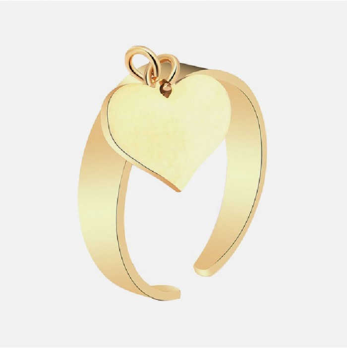 Golden ring with heart pendant