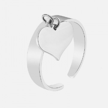 Silver ring with heart pendant