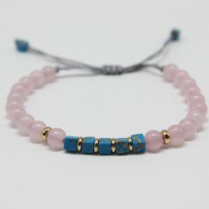 Bracelet quartz rose et turquoise