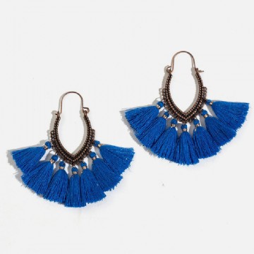Royal blue and antic golden indian earrings