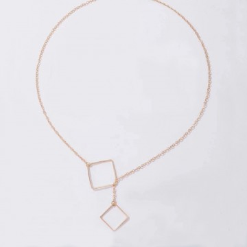 Minimalist golden necklace with 2 squares