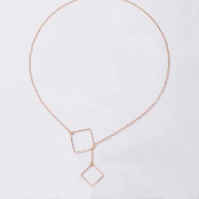 Minimalist golden necklace with 2 squares