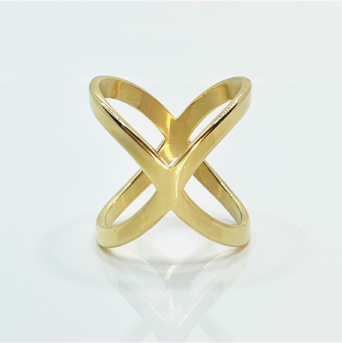 Wide gold cross ring