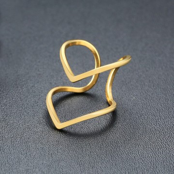 Large gold double herringbone ring 1