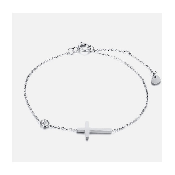 Bracelet croix et zircon argent