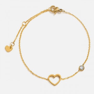 Bracciale cuore dorato e zirconi