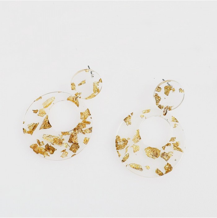 Transparent gold dust earrings