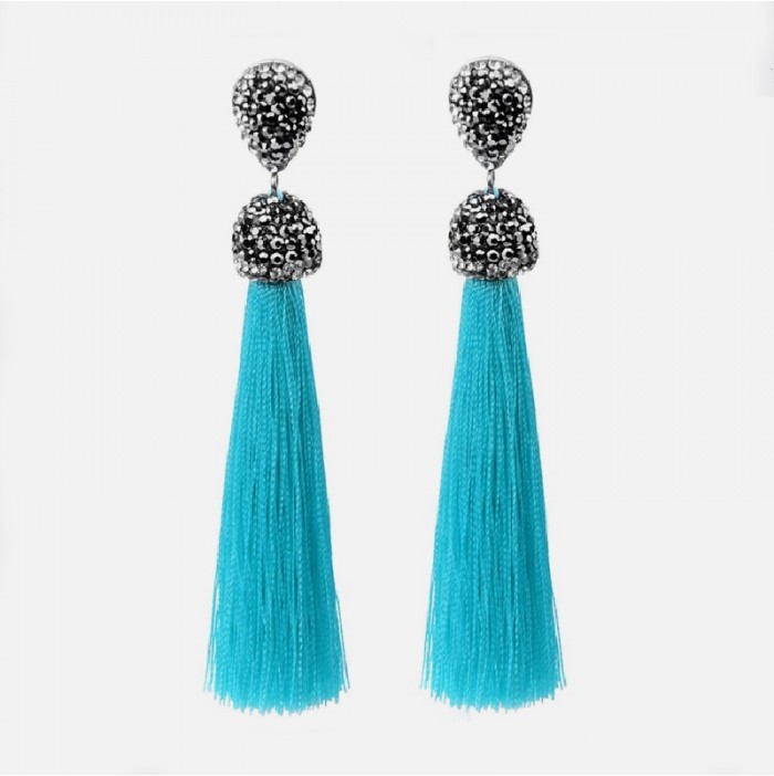 Sky blue tassel earrings