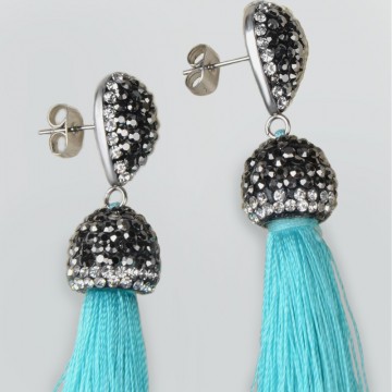 Sky blue tassel earrings 1