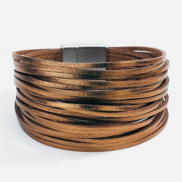 Iridescent brown leather cuff