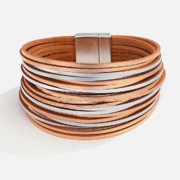 Rose gold and silver leather cuff 1